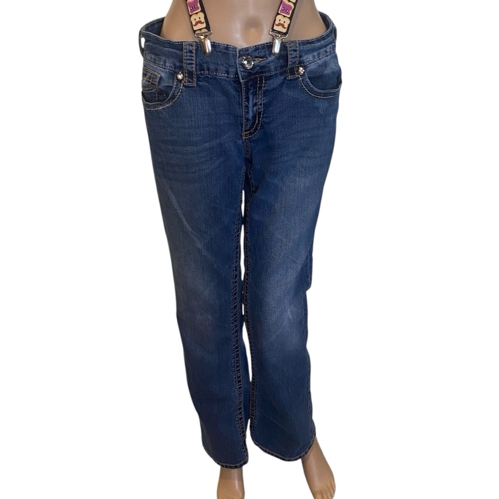 Seven 7 Stretchy Boot Cut Jeans Low-Rise Medium Blue Wash Denim Size 31 VGC
